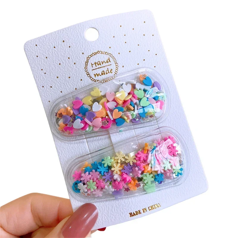 

Charmsmic 2 Pcs/Set Candy Color Small Flower Hair Clips Transparent Snowflower Children Winter Hairgrips Hair Accessories