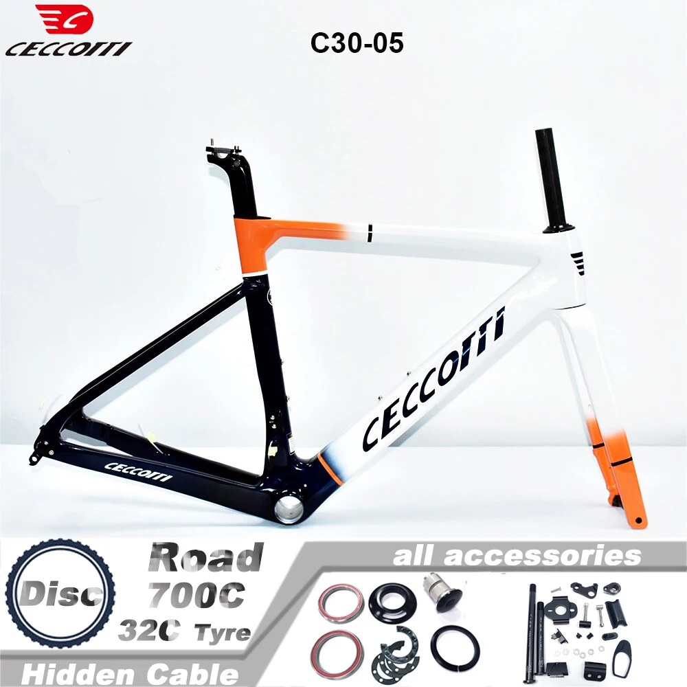 

CECCOTTI Newest Model Carbon Frame Road Bike Full Hidde Cable Design And T47BB Bicycle Frameset