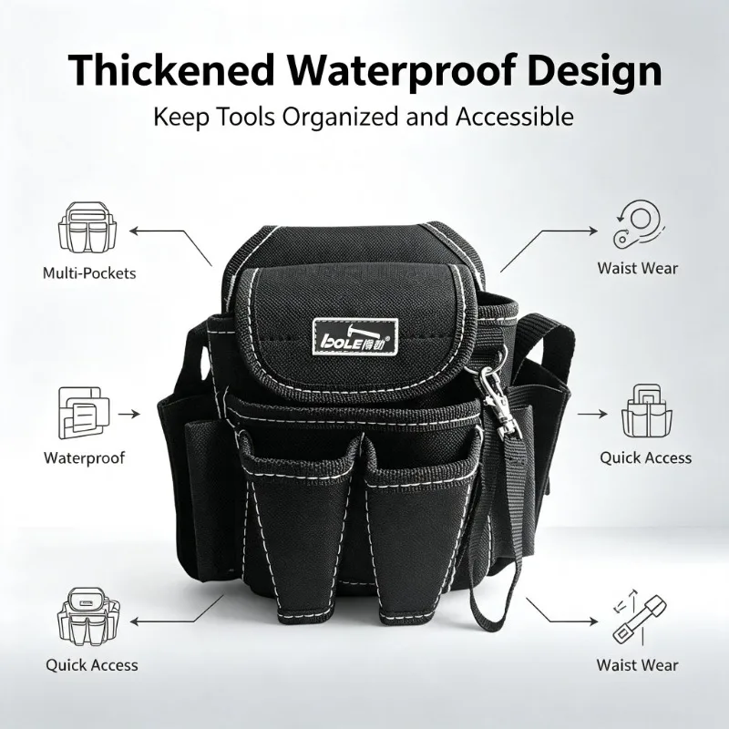 Small Tool Waist Bag Special Waist Bag Thickened Waterproof Tool Bag Pocket Pouch Bag Multi-functional Electrician Tool Bag