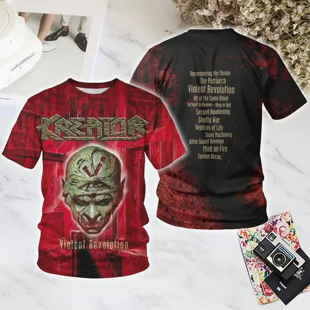Popular Rock Kreator 3D Print T-Shirts Men's Women Short Sleeve Round Neck T Shirt Harajuku Y2K Hip Hop Top Tees Unisex Clothing view 3