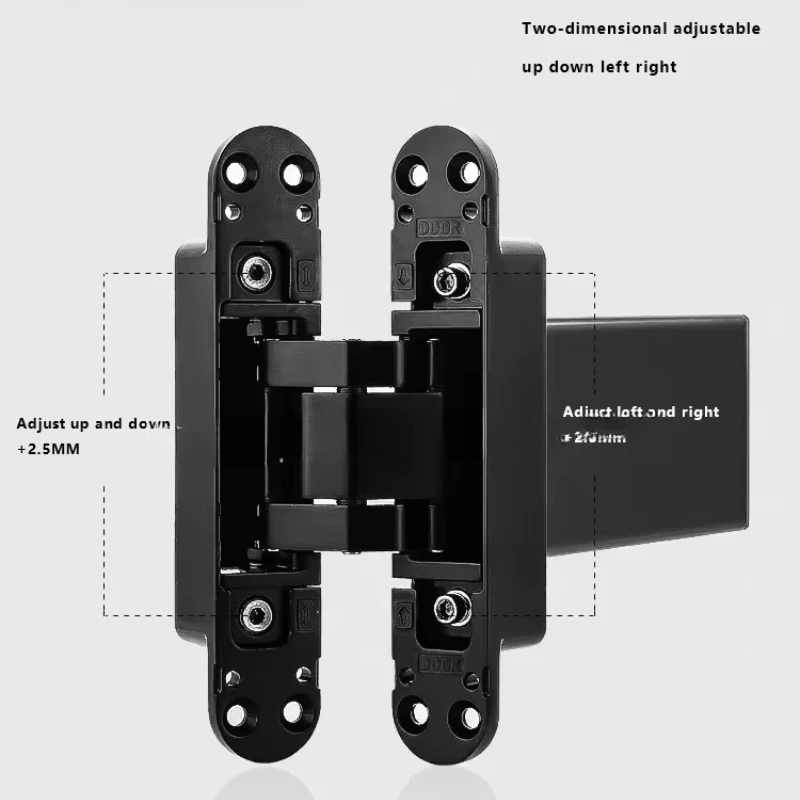 Invisible Hinge Set, Self-Closing, Adjustable Hydraulic Buffer for Secret Door, Hidden Cross Hinge for Concealed Door