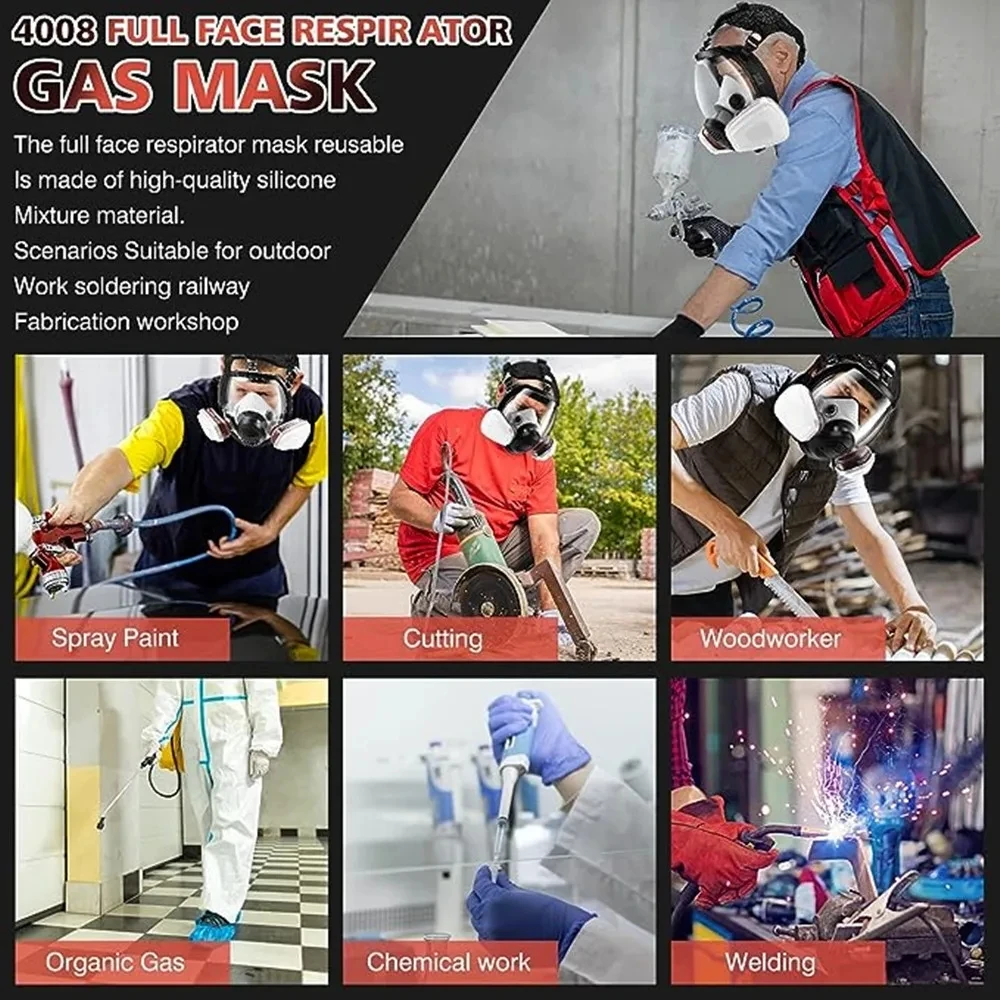 6800 Gas Mask Chemical Mask Dust Breathing Apparatus Paint Pesticide Spray Silicone Laboratory Welding Comprehensive Filter