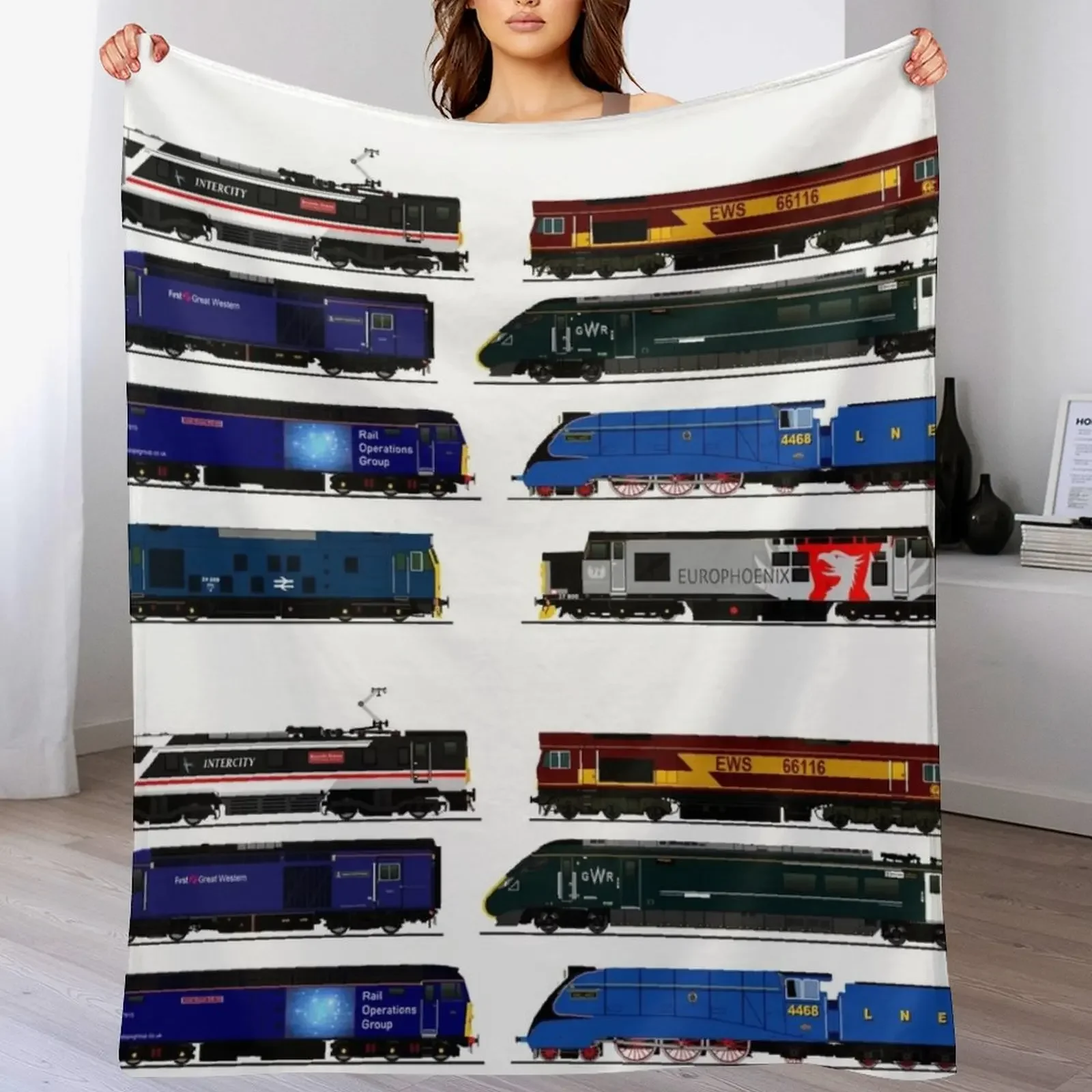 

legendary british locomotives Throw Blanket Cozy Napping Blanket Gift for Mom Dad