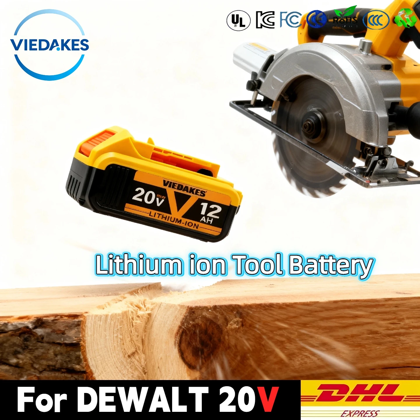 

20V 12Ah Rechargeable tool Battery - Direct Replacement for Dewalt 20V Battery DCB200 DCB204 DCB206, Cordless Tools Spare✅