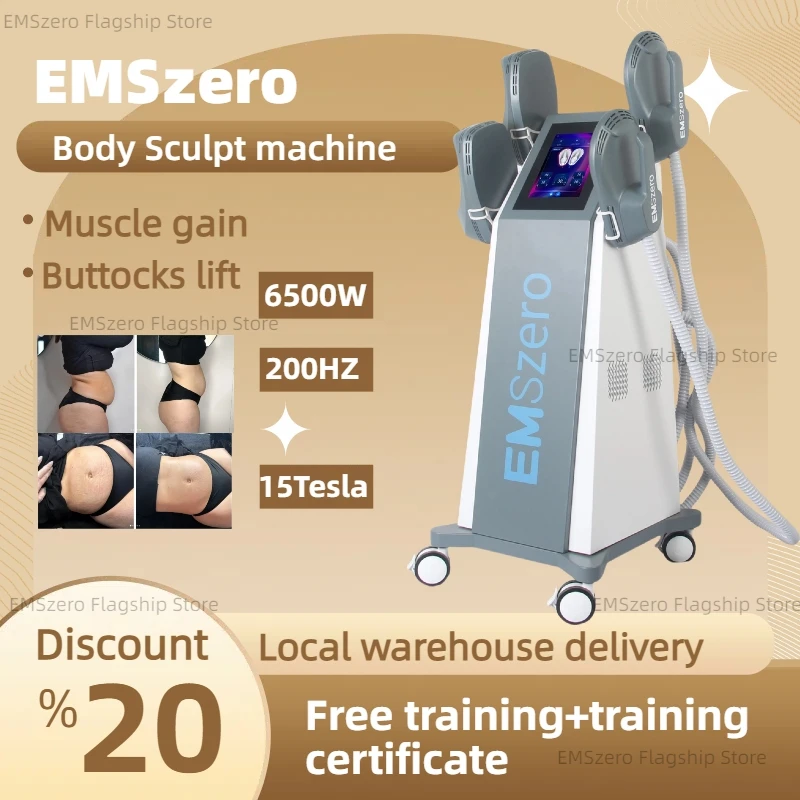 EMSZERO 6500W RF EMS Sculpt Electromagnetic Machine Neo Nova 4 Handle Body Slimming Fat With Pelvic Stimulation Pads Salon