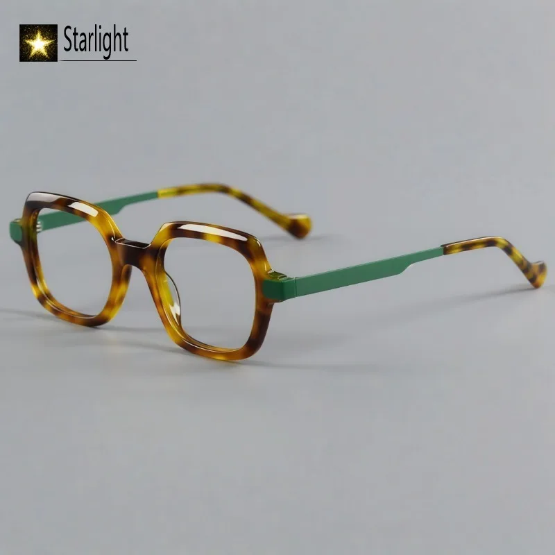 النمط الياباني الرجعية مربع النظارات الإطار الرجال خلات الدوبامين اللون العصرية النظارات إطارات قصر النظر رجل وصفة طبية بصرية