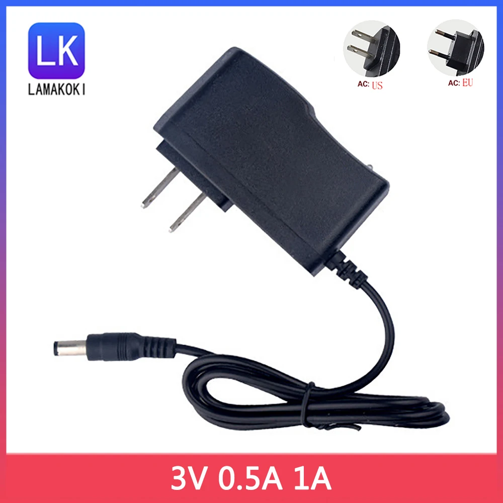 Free shipping AC/DC Adapter DC 3V 1A 1000ma AC 100-240V Converter Adapter 3V1A Charger Power Supply EU Plug DC 3.5*1.35mm