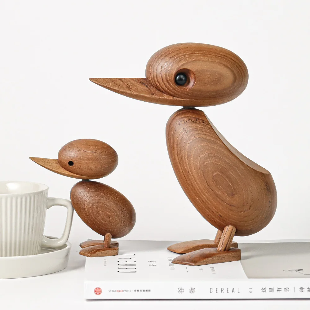 Traditional Style Home Decoration,Wooden Duck Figurines, Nature Wood Animal Ornaments For living Rom, Nordic Fashion Duck Crafts