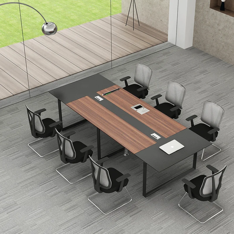

Modern Wholesale Wooden Panel Extendable Conference Table with Metal Legs for School Hospital Office Meeting Room Boardroom