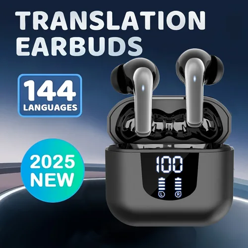 Imagen 2 del producto 144 idiomas traducción instantánea 2025 nuevos auriculares Bluetooth transfronterizos con pantalla digital inalámbrica verdadera,