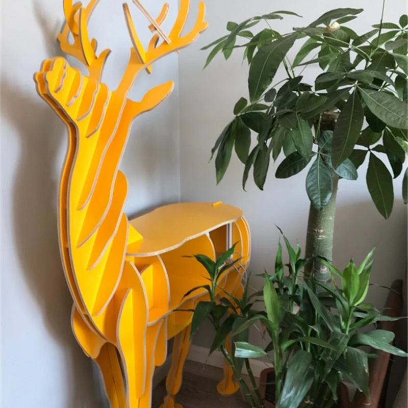 

Nordic turning deer ornament elk bookshelf model house decorative shelf animal solid wood display stand