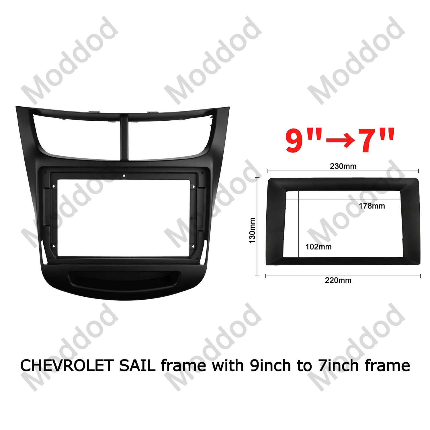 Double Din 9 inch Car Radio Fascia for Chevrolet Sail 2015 2016 2017 Dashboard Installation Trim Kit Frame Bezel Stereo Panel