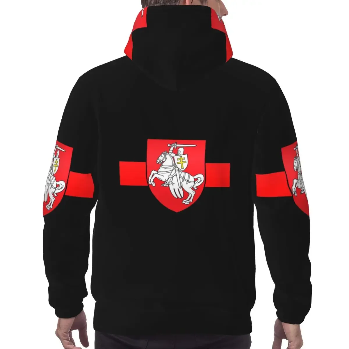 Belarus Pogonya Flag Square Protest Symbol Belarusian Hoodie Hip Hop Pullover Winter Men's Women's Sweatshirts Long Sleeve Tops