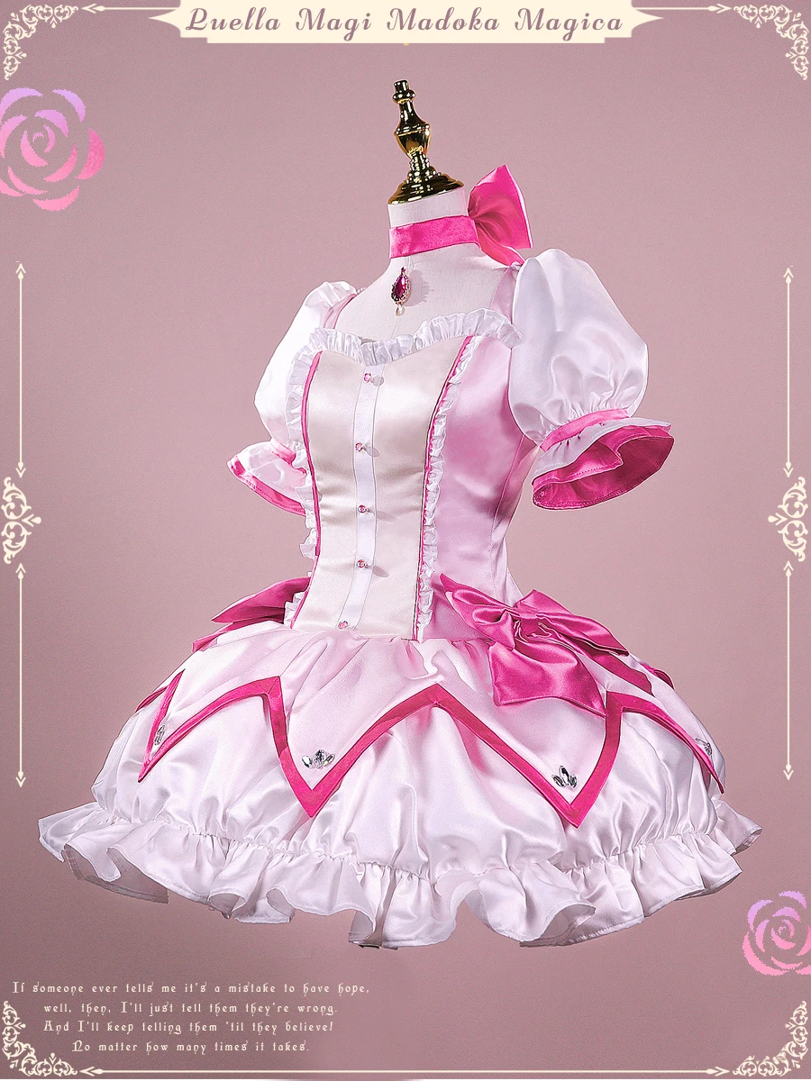 COS-HoHo Anime Puella Magi Madoka Magica Kaname Madoka Lolita Kleid Schöne Uniform Cosplay Kostüm Halloween Party Outfit Frauen