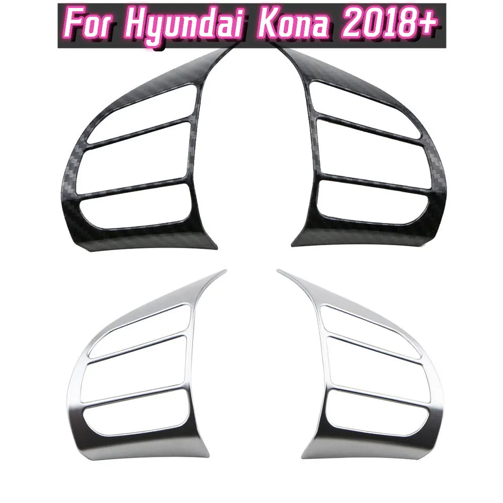 2pcs Car Steering Wheel Cover Frame Trim Insert Sticker for Hyundai Kauai Kona 2017 2018 2019 2020 2021 SUV Car Accessories