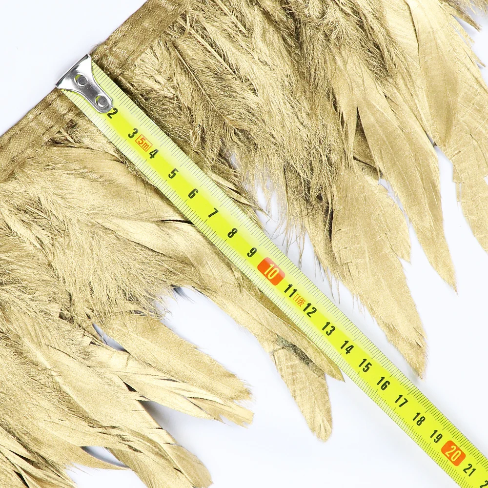 1 Meter Gold Silver Rooster Feather Trim for DIY Wedding Feathers Dress/Skirt Sewing Accessories Plumes Ribbon 13-18cm