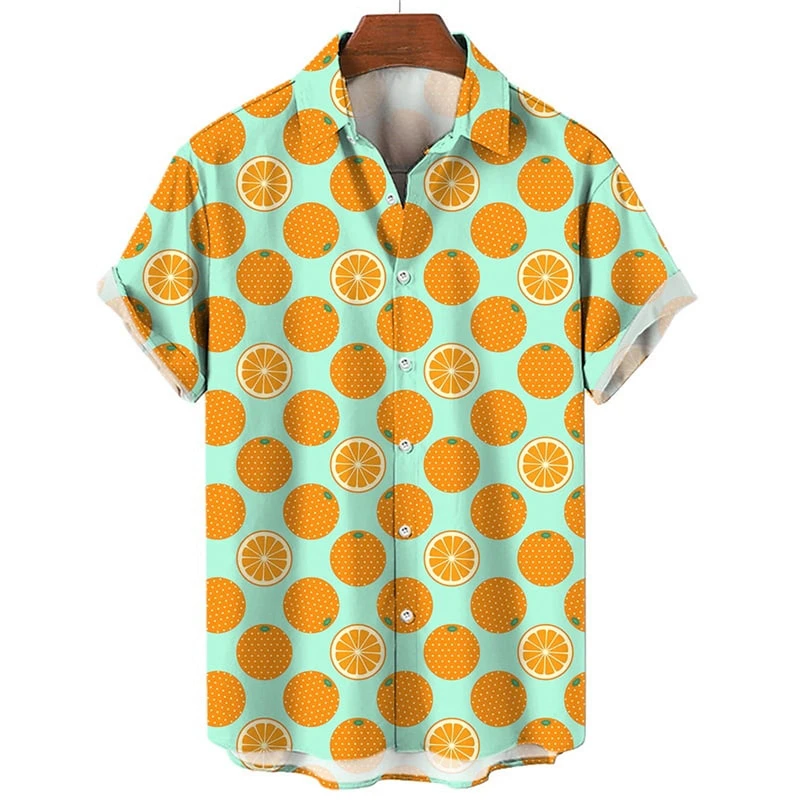 Chemise hawaïenne boutonnée à manches courtes pour hommes et femmes, chemisier imprimé citron et fruits, vêtements décontractés pour enfants, revers d'été, populaire, 3D