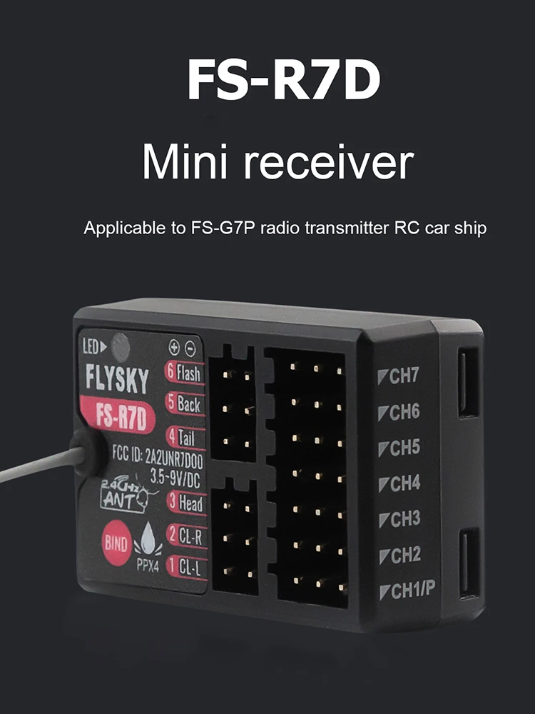 Flysky RC-Empfänger, 7-Kanal-RC-Sender, Empfänger, leichter RC-Car-Empfänger, wasserdicht für FS-G7P RC-Car-Boot-Sender