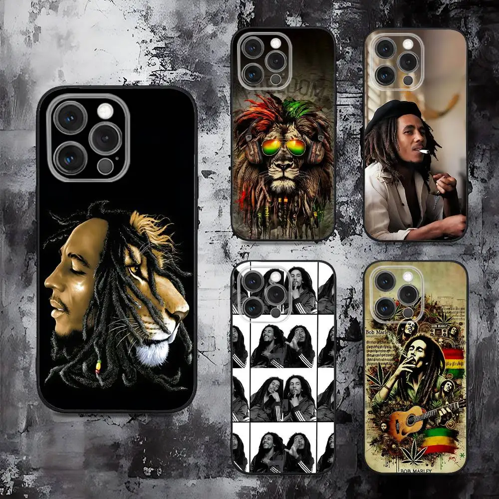 

Jamaica Bob M-Marley Lion Phone Case For iPhone 16,15,14,13,12,11,Pro,Max,Plus,X,XS,SE,E,Mini,Soft Silicone Black Case