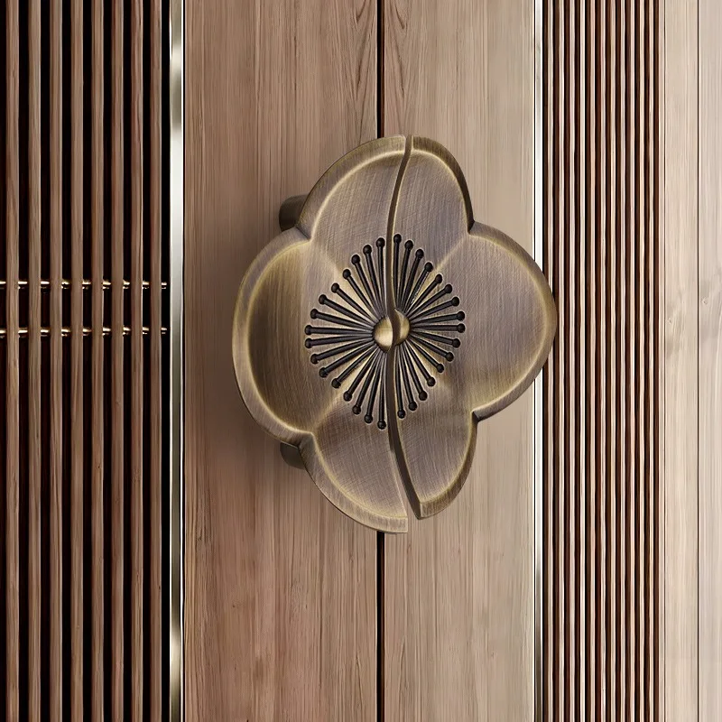 Plum Blossom Handle, New Chinese Retro Clothing Cabinet, Paired with Brass Handle, Song's Aesthetic Cabinet Door Handle