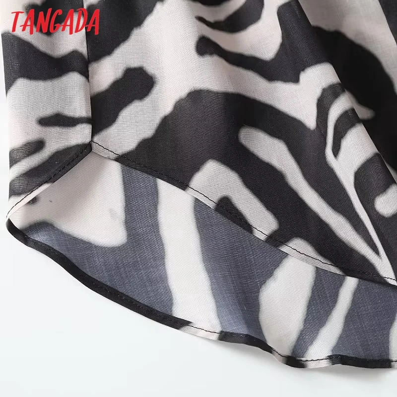 Tangada 2023 New Women High Quality Zebra Print Blouse Long Sleeve Ladies Loose Chiffon Top 4C110