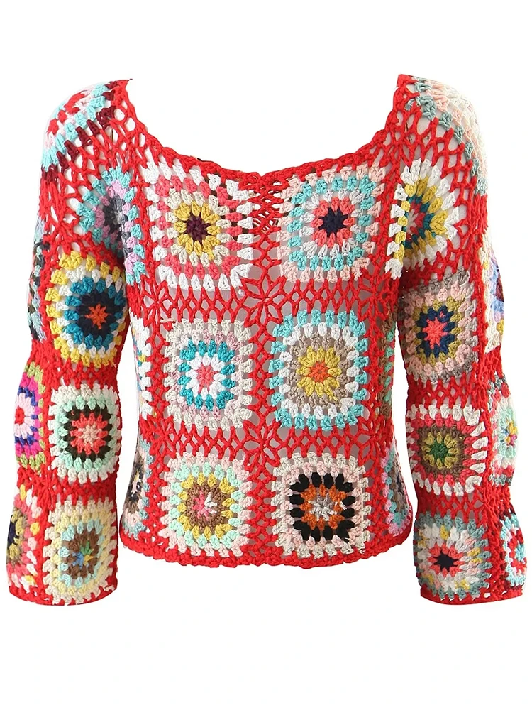 Gypsylady Handmade Knitted Color Block Sweater Pullover Loose Women Bohemian Cardigan Laides Dames Autumn Winter Sexy Boho Tops