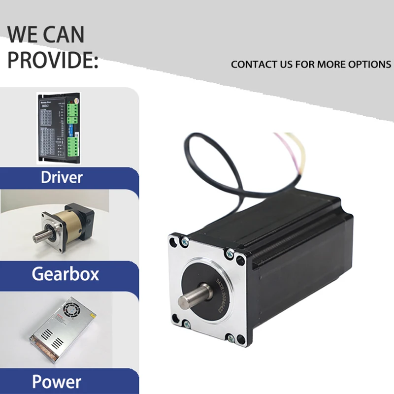 Motor de passo híbrido de loop aberto de energia DC bifásica de alta qualidade 57 * 112 mm com certificação CE para eletrônicos