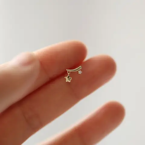 S925 Silver Dainty CZ Star Stud Earrings, Gold/Silver Plated Shooting Star Drop Earrings, Fashion Cute Accessories for Her