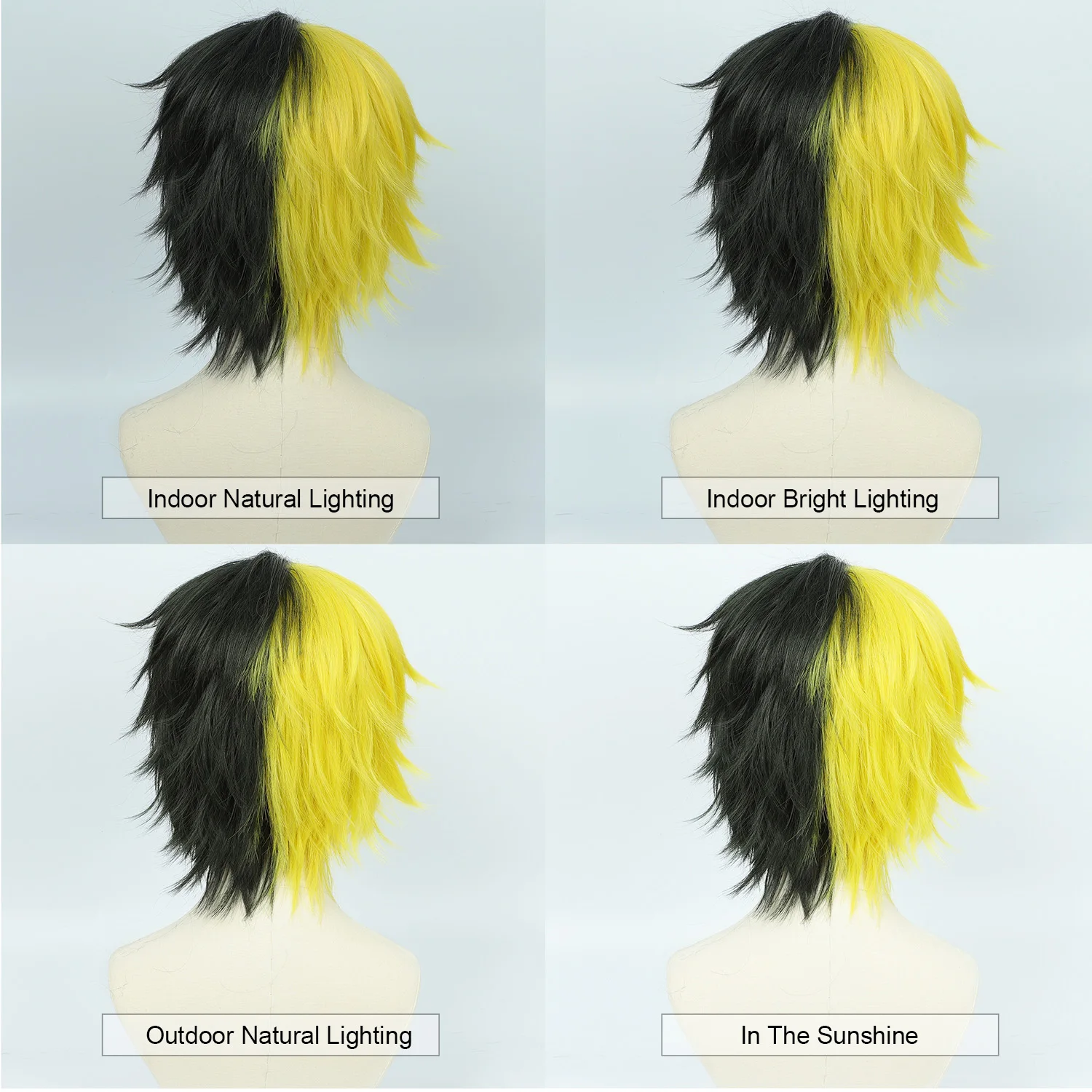 Cosplay Wig Mashle: Magic and Muscles Anime Wig Rayne Ames Anime Game Role-Play Wig Short Dark-green and Yellow Ombre Synthetic view 6