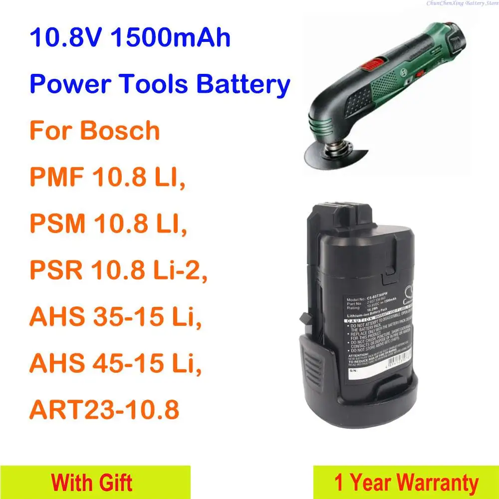 10.8V 1500mAh Power Tools Battery for Bosch PMF 10.8 LI, GDR 10.8,GLI 10.8,GMF 10.8,GSA 10.8,GSC 10.8,GUS 10.8,GWB 10.8-LI,PS40