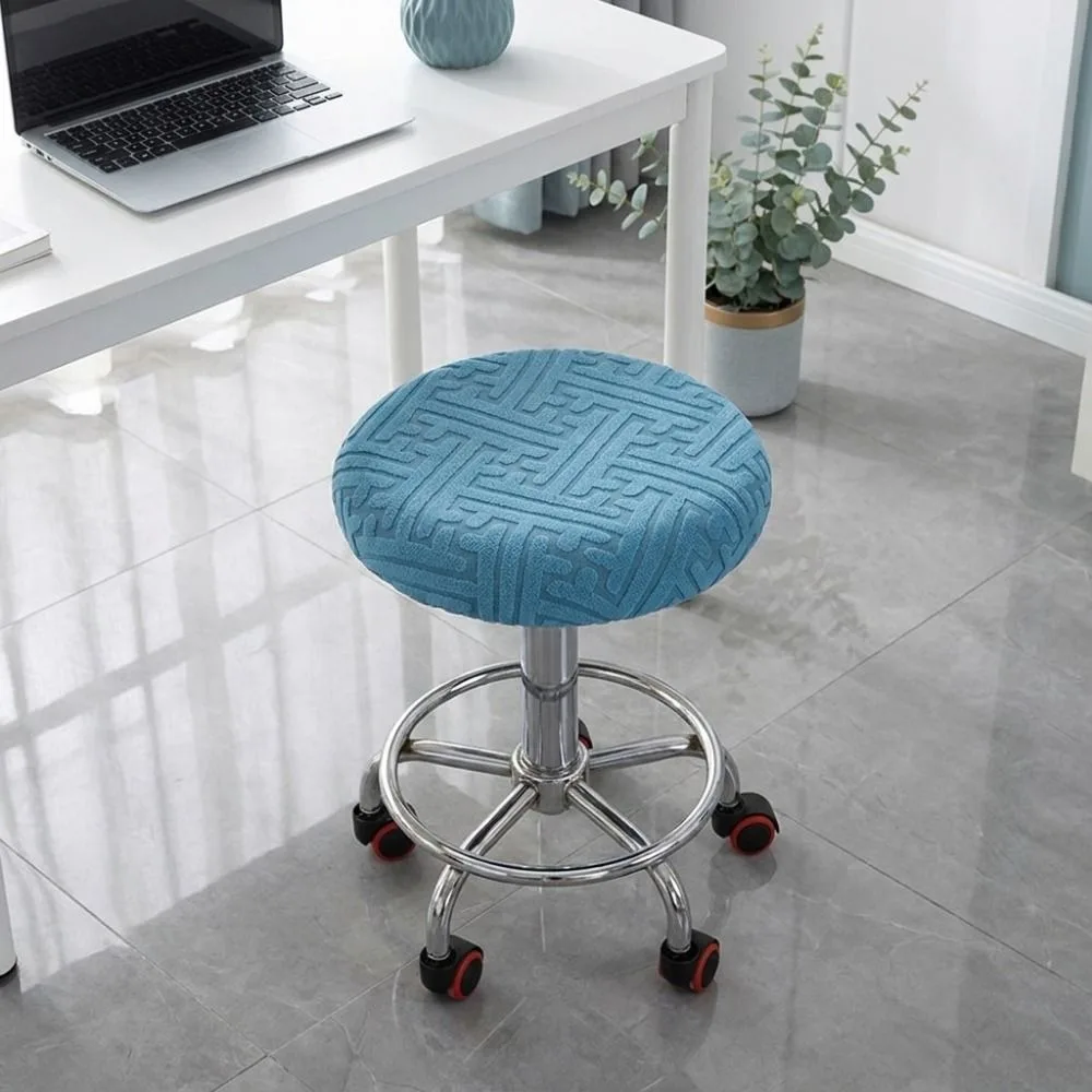 Easy Care Stretchable Bar Round Stool Cover Soft Skin-Friendly Seat Protector Breathable Dust-proof Chair Slipcover Coffee Shop