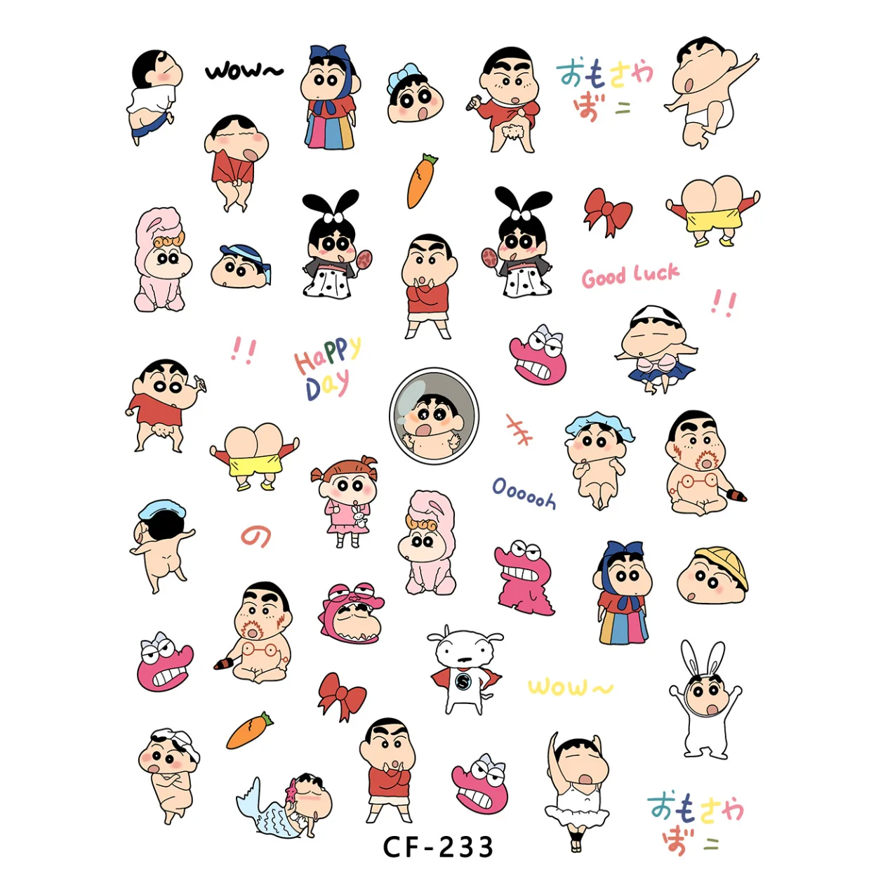 Crayon Shin-chan Cartoon Nail Art Stickers Anime Figure Women DIY Relief Decorative Stickers Girls Kawaii Art Decoration Gifts