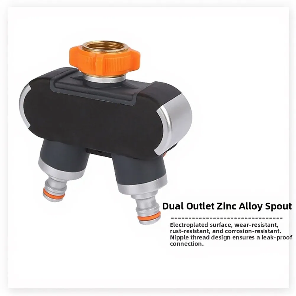 2pcs Dual Hose Water Splitter Zinc Alloy Adjustable Flow Control Valve For Garden Irrigation Car Washing Outdoor Faucet Adapter