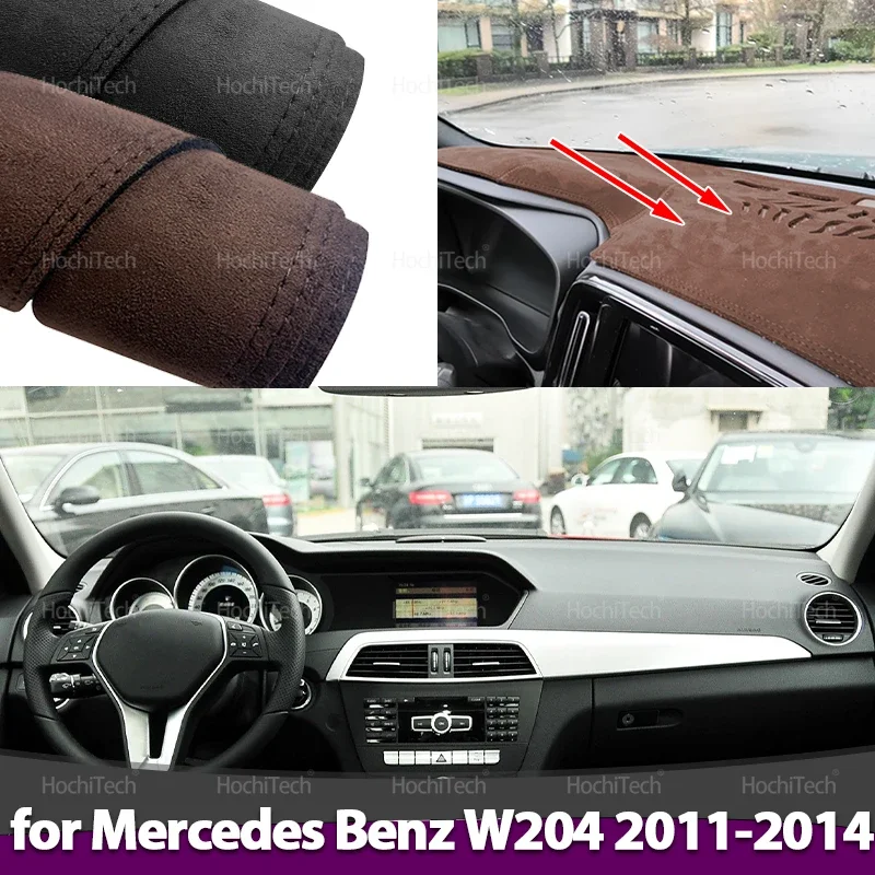 Für Mercedes Benz C-Klasse W204 C-Klasse 2011-2014 Auto Rutschfeste Matte Wildleder Leder Auto Armaturenbrett Abdeckung Matte Dashmat Schützen Teppich