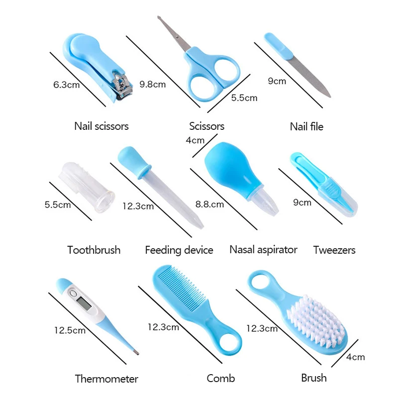 10PCS Baby Care Clean Set Nail Knife Nail Cutting Safe Comb Brush Thermometer Baby Nursing Tool Combination Set Care Package