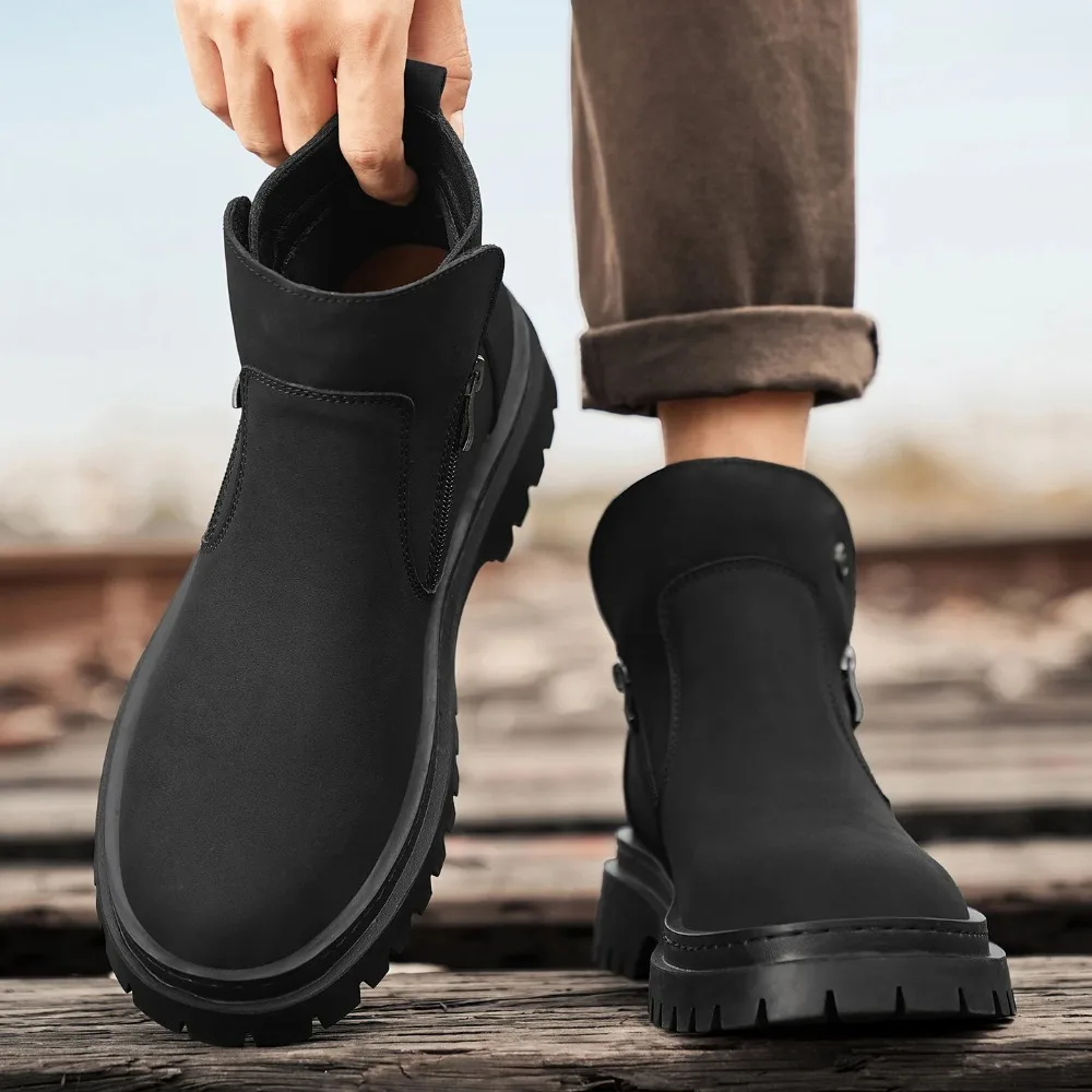 

Luxury-Like 2026 Autumn-Winter Men's Boots - Thick-soled Fashion Work Boots with Foot Covers - Retro Outdoor Short Boots