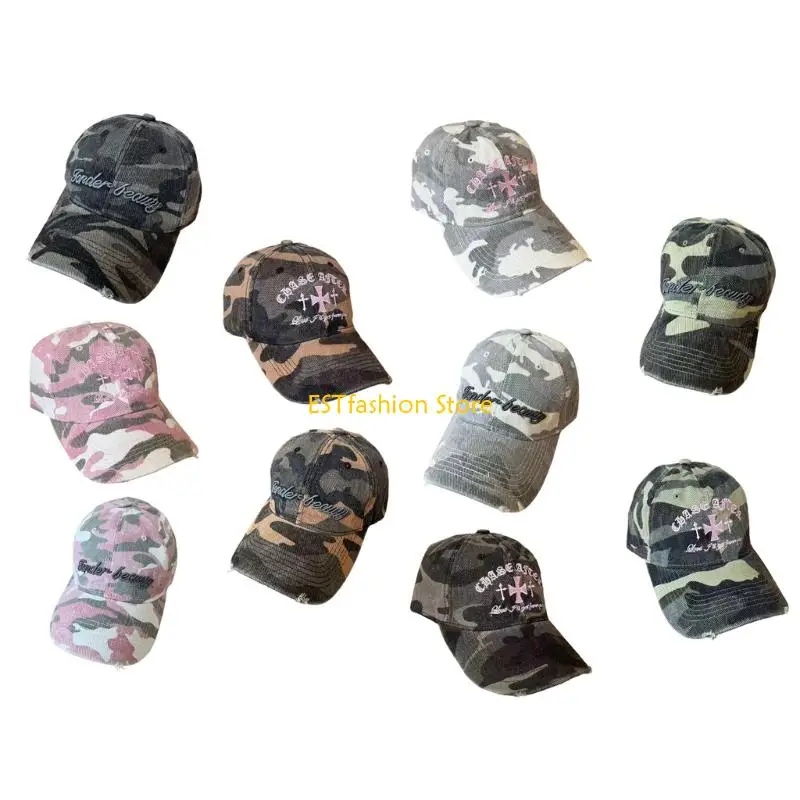 y5gc-ユーズド加工野球帽男性女性とティーン用迷彩サンキャップ日常着ヒップホップストリートダンス帽子
