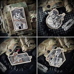 Skull Warrior with Gun Morale Tactical Patch Embroidery Hook&Loop Patches Military Spectre Squad Combat Badges Backpack Stickers