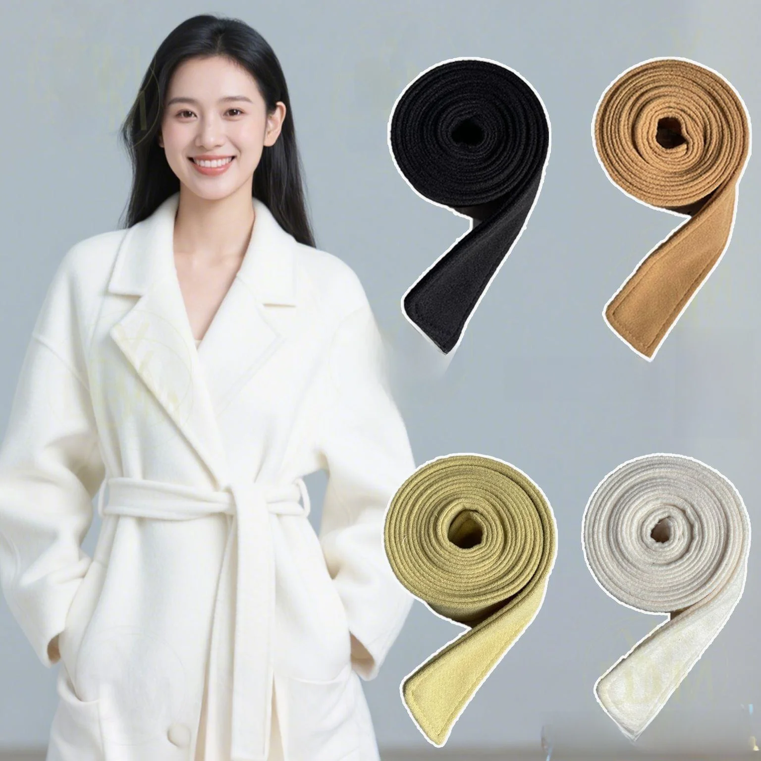 

Новое модное шерстяное пальто с поясом на зиму 2025 года, однотонное, с декоративными элементами, повседневное, бренд Blue Valley, с поясом.