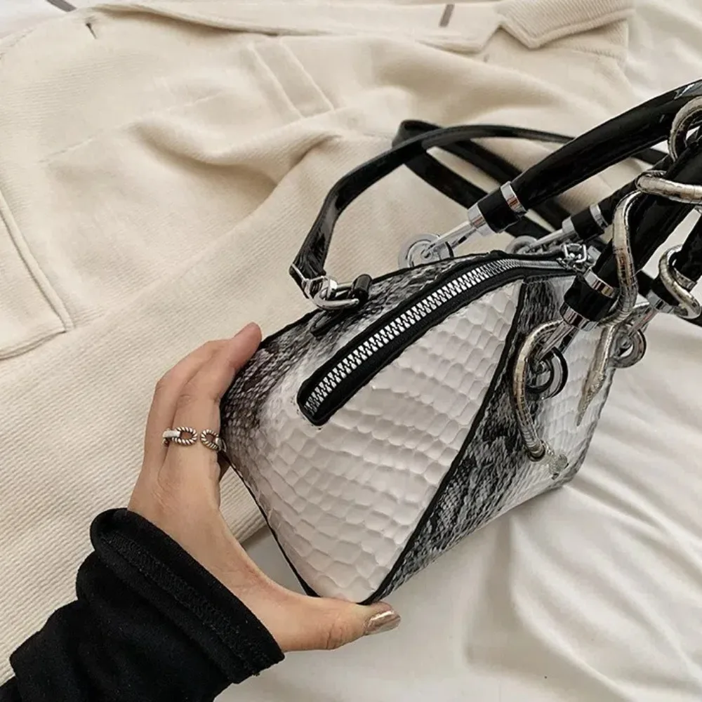 

Fashion Stone Pattern Women's Bag Handbags Large Capacity Crossbody Shell Bag With Snake Hardware Shoulder Bag