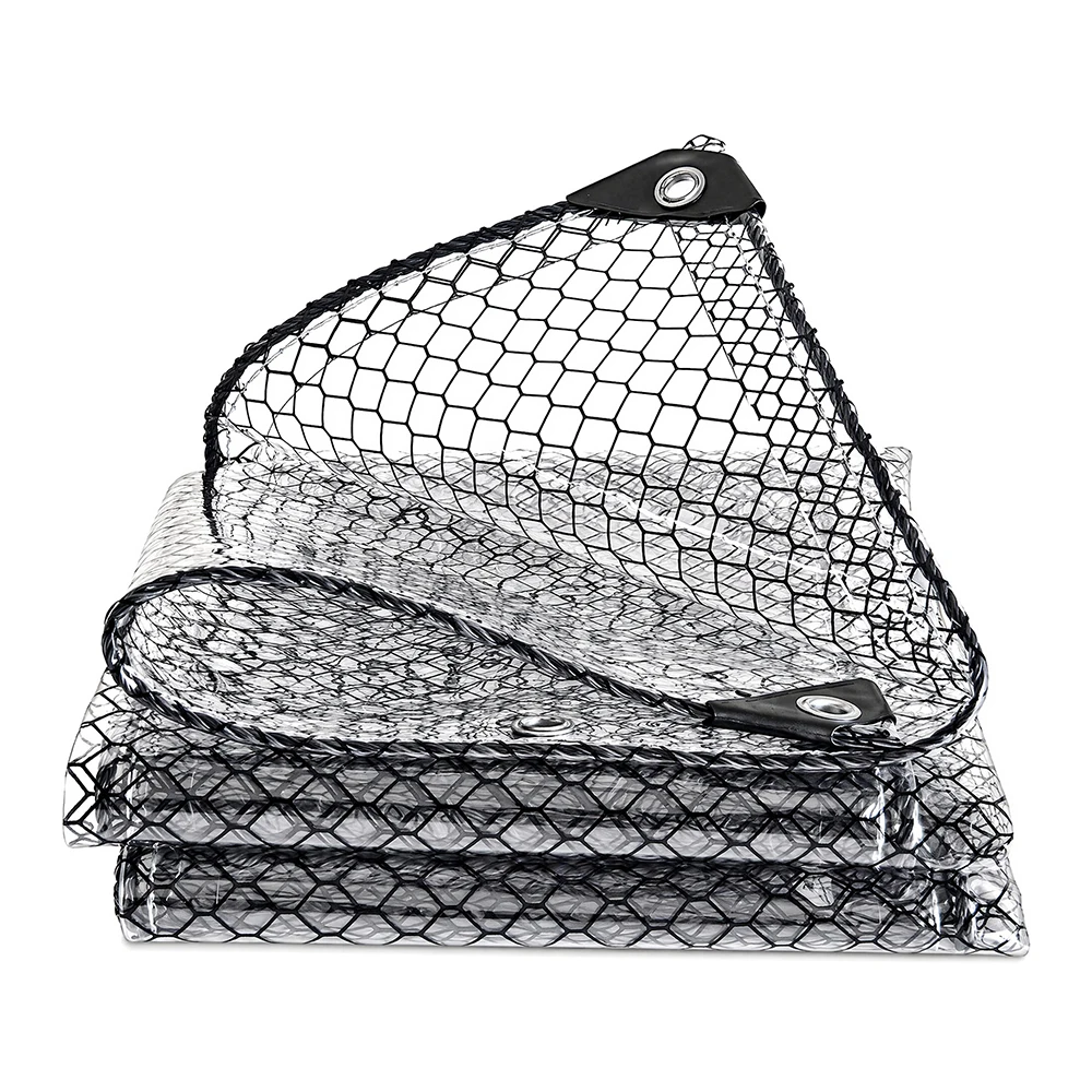 Antistatic PVC Tarpaulin Waterproof Heavy Duty 450 g/m² Black Mesh Tarpaulin PVC Tarp Plastic Sheet Cover for Gazebo Pergola
