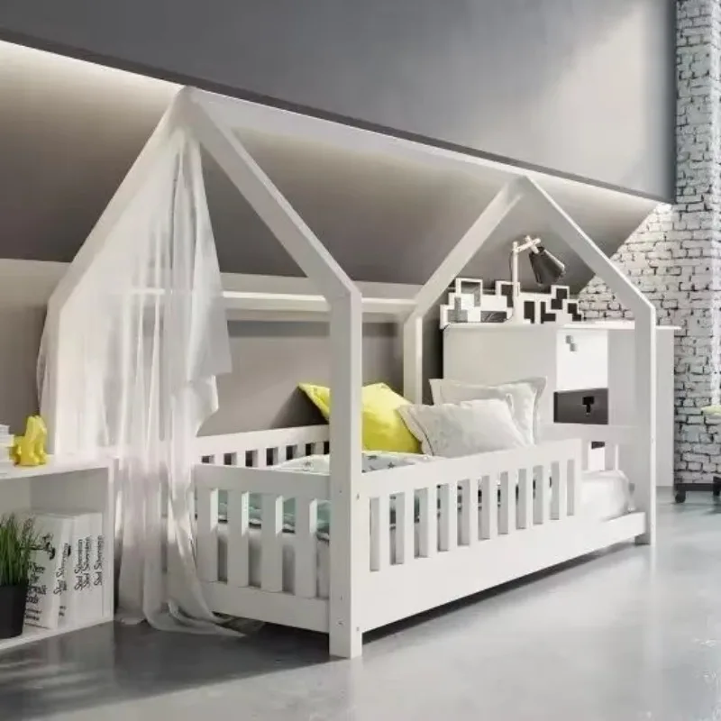Kid House Montessori Pine Wood Durable Bed Frame with Modern Design and Customizable Sizes for Children's Bedroom Furniture