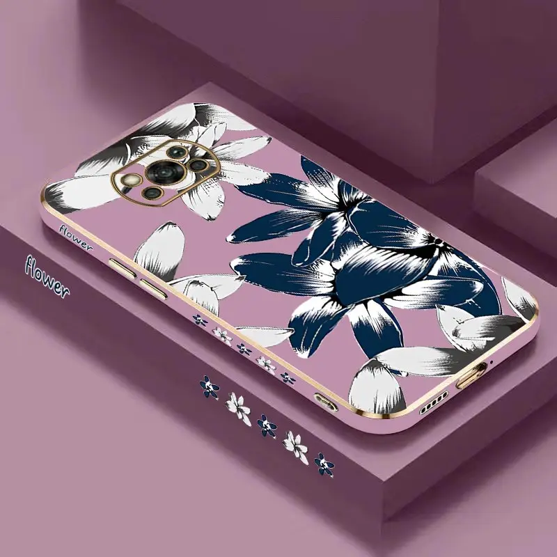 Dark Orchid Luxury Plating Phone Case For Xiaomi POCO X3 X5 X65 X2 X5Pro X4Pro X4GT X3GT X4NFC X3NFC X3Pro F5 F4GT M4 M5 Cover