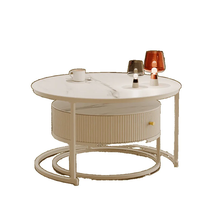 

Cream wind new coffee table living room telescopic household light luxury simple glass small apartment