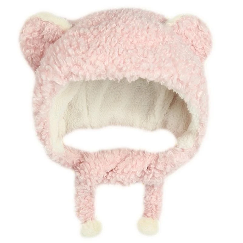 Dulce lindo oso/orejas conejo sombrero con bufanda 2 en 1 peludo leifeng sombrero diadema gorra para hombres mujeres niñas a