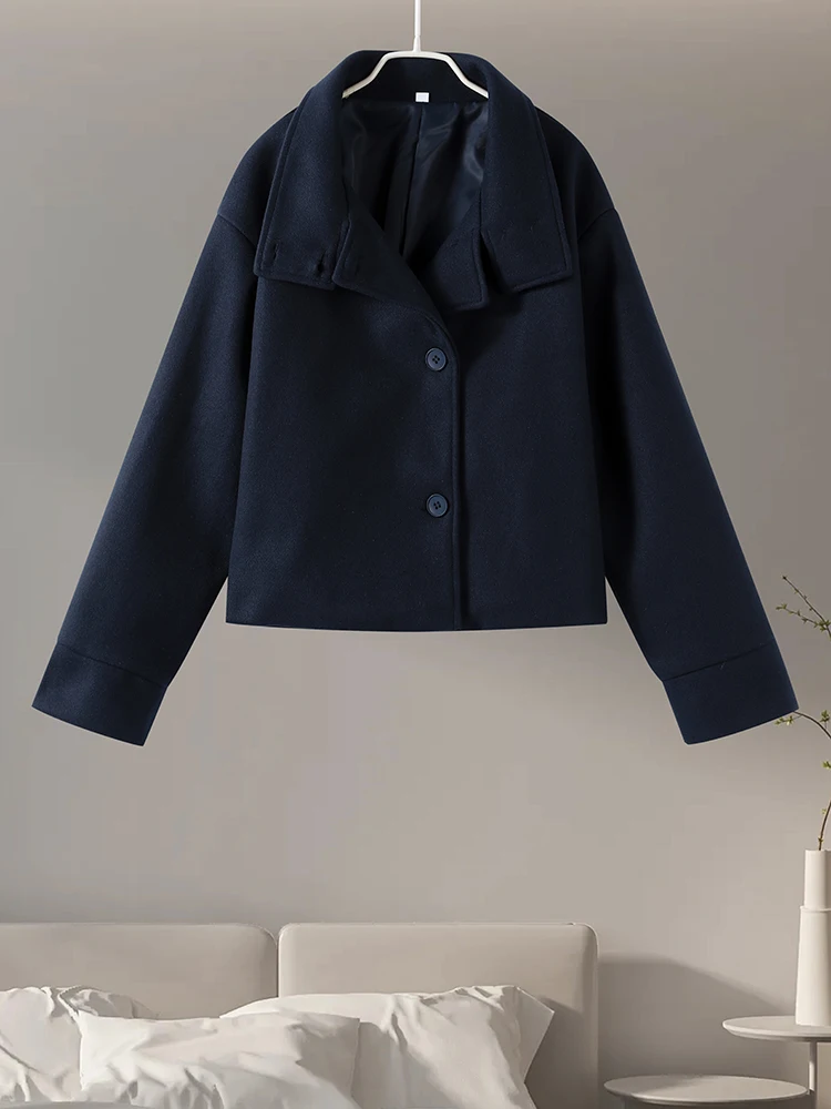 ジャケット・アウター LIDNM Stand Collar Structured Wool Coat Men's Single Breasted Stand collar Woolen Jacket Trench Coat