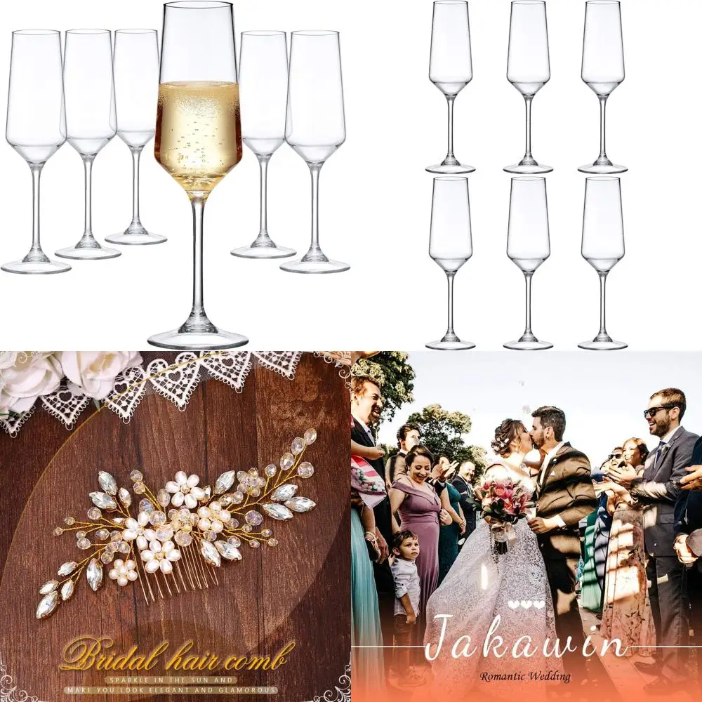 

- Stella - 8-Ounce Unbreakable Tritan Champagne Flutes (Set of 6), Plastic Wine Glasses, Reusable, BPA-Free, Dishwasher-Safe, P