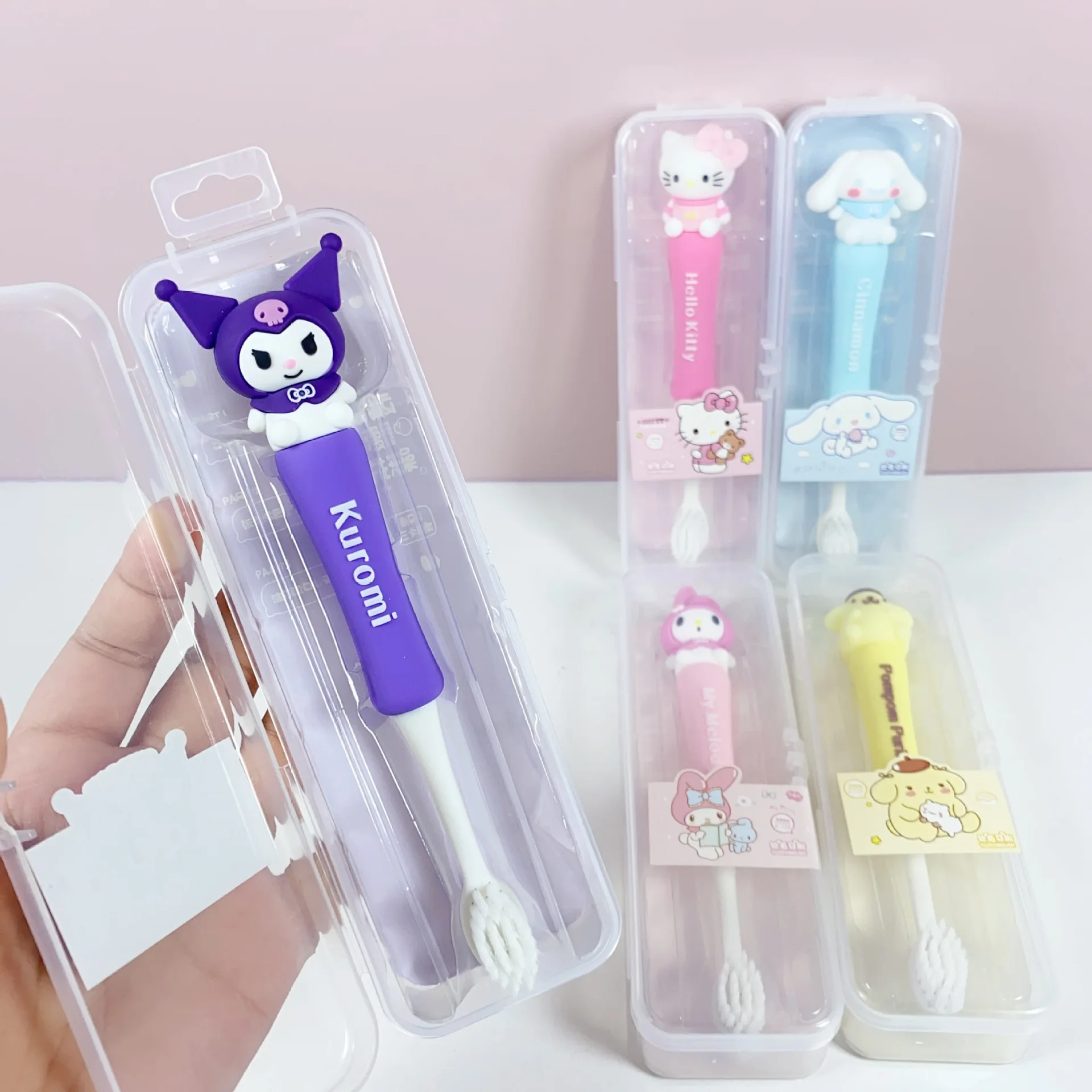 Anime Sanrio Hello Kitty Toothbrush Kawaii Kuromi Cinnamoroll Soft Fur High Density Toothbrush box packed Kids Dental Oral Care