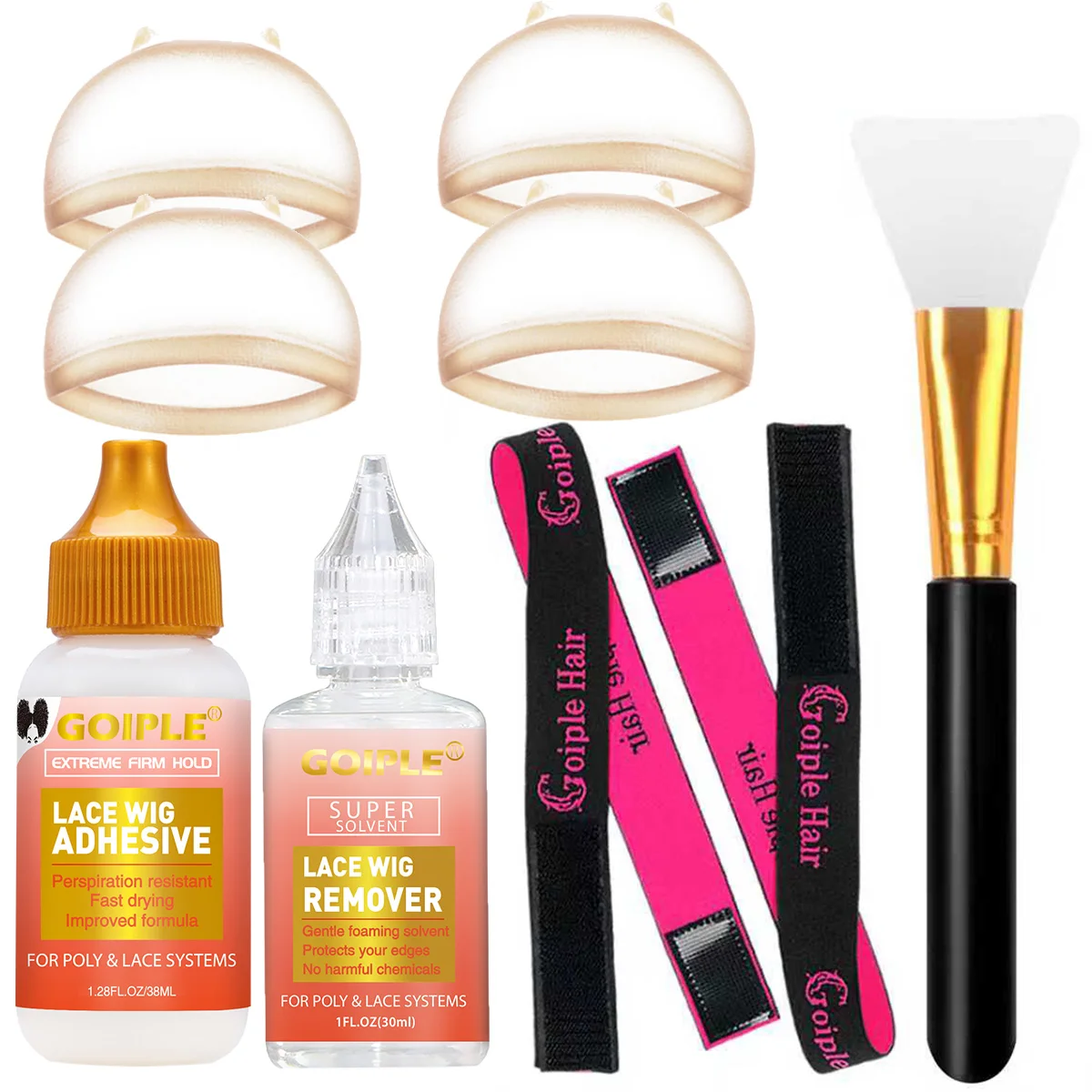 

Waterproof Invisible Wig Adhesive for Front Closure Wigs Strong Hold Wig Glue Liquid Remover HD Wig Cap with Adjustable Headband