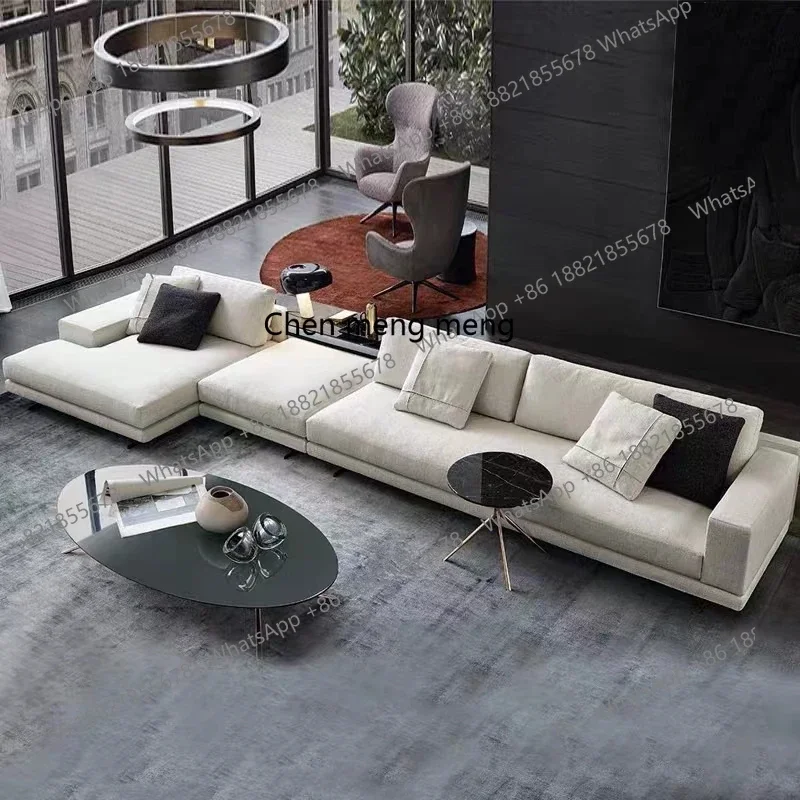 

X Minimalist, cotton and linen fabric leather sofa combination living room corner light luxury